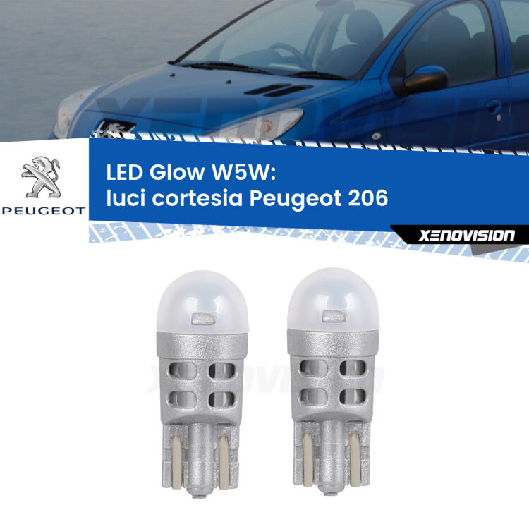 <strong>Luci Cortesia LED luce calda per Peugeot 206</strong>  1998 - 2009. Coppia lampade <strong>W5W</strong> modello Glow di Xenovision.