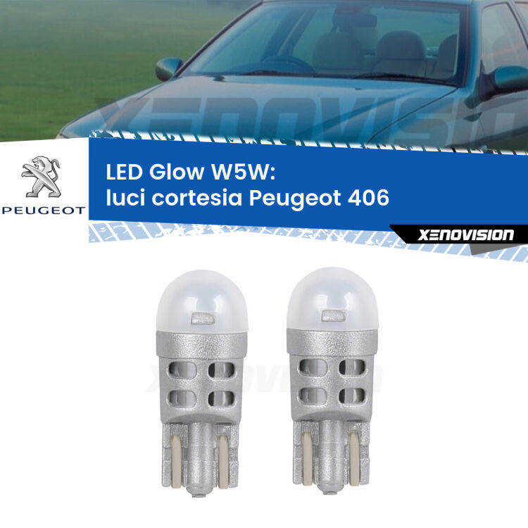 <strong>Luci Cortesia LED luce calda per Peugeot 406</strong>  1995 - 2004. Coppia lampade <strong>W5W</strong> modello Glow di Xenovision.