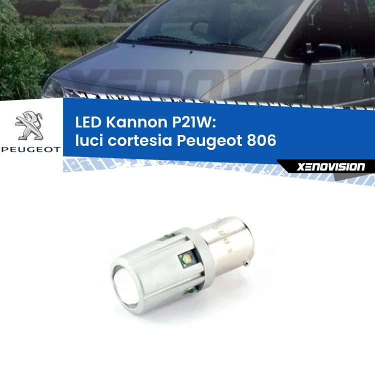 <strong>LED per Luci Cortesia Peugeot 806  anteriori.</strong>Lampadina P21W con una poderosa illuminazione frontale rafforzata da 5 potenti chip laterali.