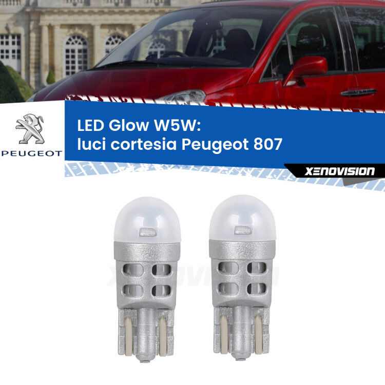 <strong>Luci Cortesia LED luce calda per Peugeot 807</strong>  2002 - 2010. Coppia lampade <strong>W5W</strong> modello Glow di Xenovision.