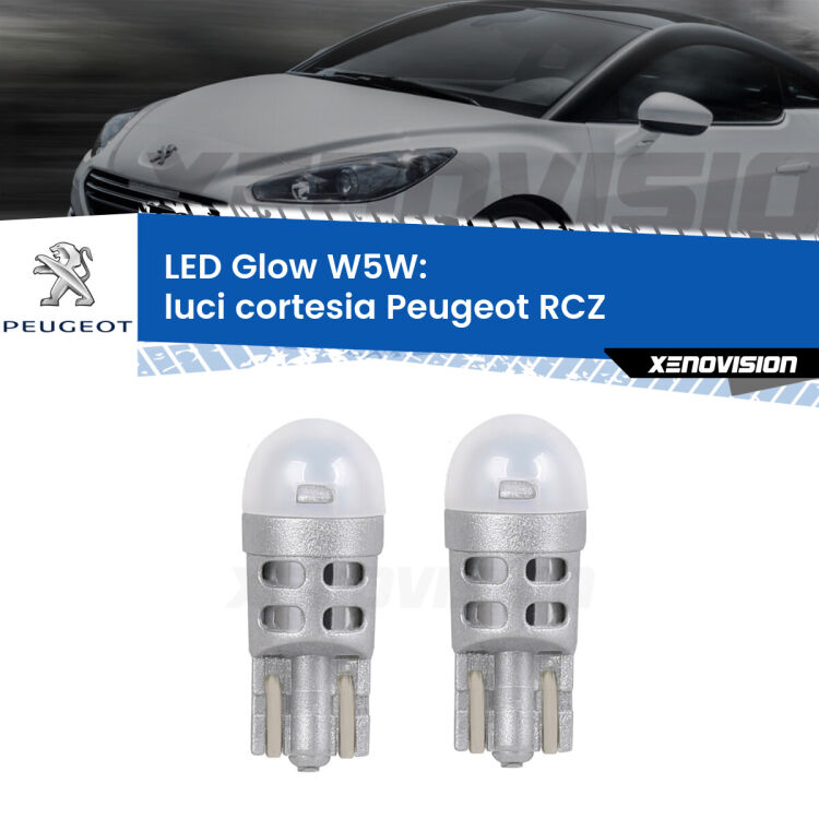 <strong>Luci Cortesia LED luce calda per Peugeot RCZ</strong>  2010 - 2015. Coppia lampade <strong>W5W</strong> modello Glow di Xenovision.