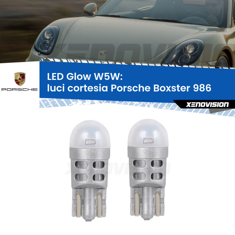 <strong>Luci Cortesia LED luce calda per Porsche Boxster</strong> 986 1996 - 2004. Coppia lampade <strong>W5W</strong> modello Glow di Xenovision.