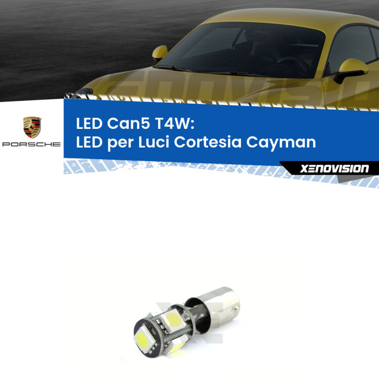 <strong>luci cortesia LED per Porsche Cayman</strong> 987 2005 - 2013. Lampadina <strong>T4W</strong> BA9s Canbus da Xenovision.