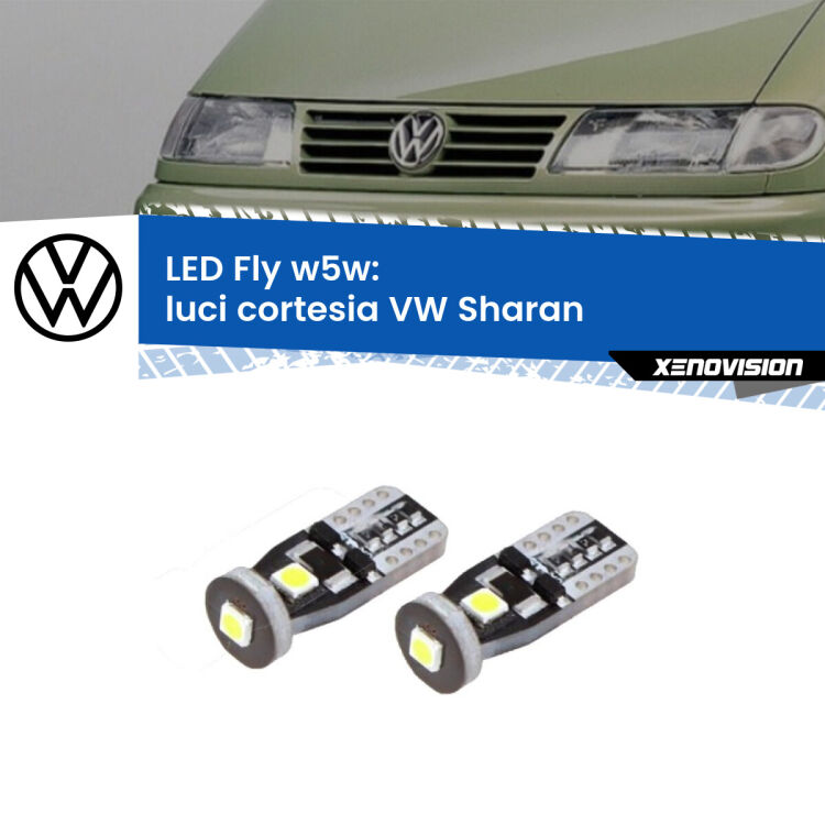 <strong>luci cortesia LED per VW Sharan</strong>  posteriori. Coppia lampadine <strong>w5w</strong> Canbus compatte modello Fly Xenovision.