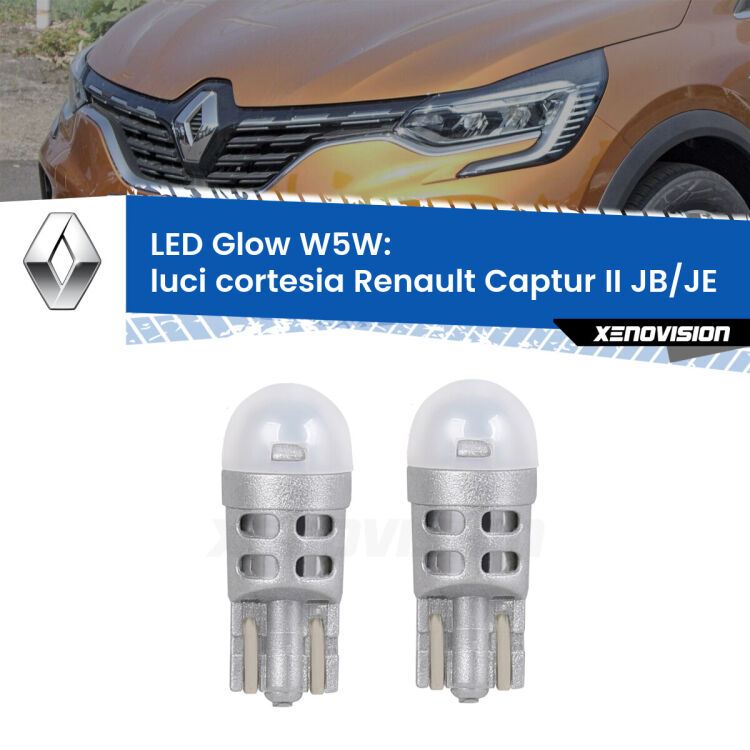 <strong>Luci Cortesia LED luce calda per Renault Captur II</strong> JB/JE in poi. Coppia lampade <strong>W5W</strong> modello Glow di Xenovision.