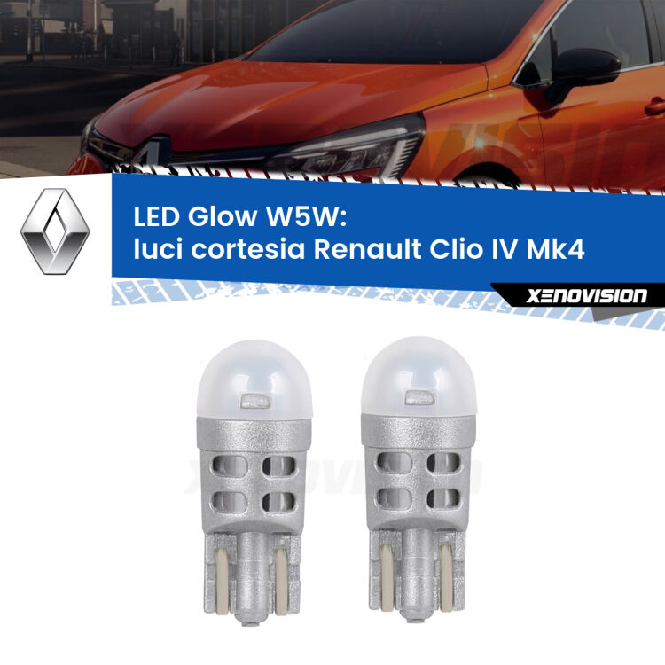 <strong>Luci Cortesia LED luce calda per Renault Clio IV</strong>  2012 - 2018. Coppia lampade <strong>W5W</strong> modello Glow di Xenovision.