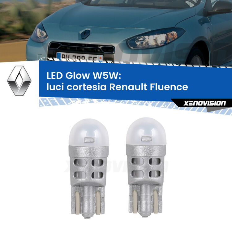 <strong>Luci Cortesia LED luce calda per Renault Fluence</strong>  2010 - 2015. Coppia lampade <strong>W5W</strong> modello Glow di Xenovision.