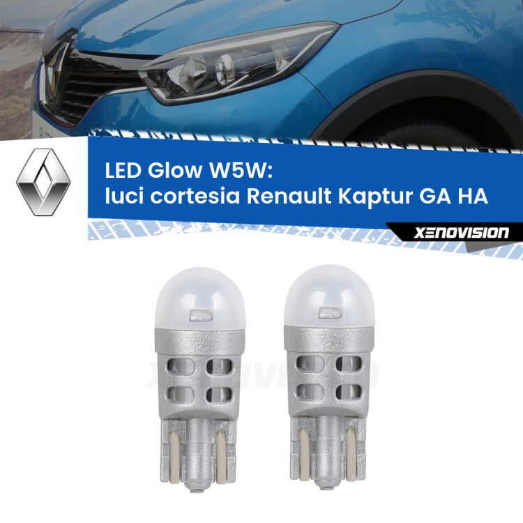 <strong>Luci Cortesia LED luce calda per Renault Kaptur GA</strong> HA 2016 - 2018. Coppia lampade <strong>W5W</strong> modello Glow di Xenovision.