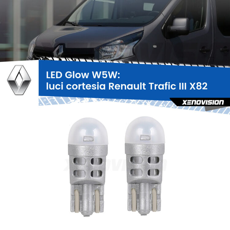 <strong>Luci Cortesia LED luce calda per Renault Trafic III</strong> X82 2014 in poi. Coppia lampade <strong>W5W</strong> modello Glow di Xenovision.