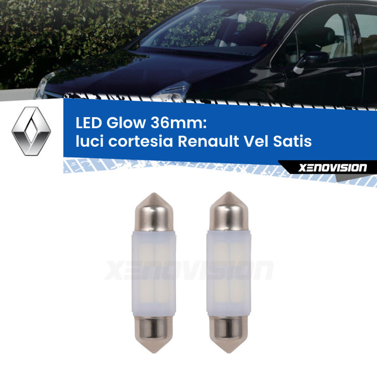 <strong>Luci Cortesia LED luce calda per Renault Vel Satis</strong>  2002 - 2005. Coppia lampade <strong>C5W</strong> 36mm modello Glow di Xenovision.