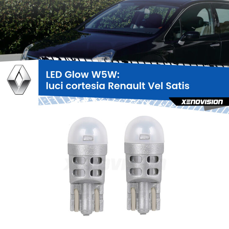 <strong>Luci Cortesia LED luce calda per Renault Vel Satis</strong>  2005 - 2010. Coppia lampade <strong>W5W</strong> modello Glow di Xenovision.