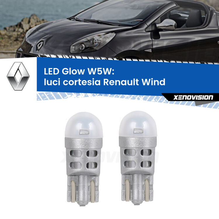 <strong>Luci Cortesia LED luce calda per Renault Wind</strong>  2010 - 2013. Coppia lampade <strong>W5W</strong> modello Glow di Xenovision.