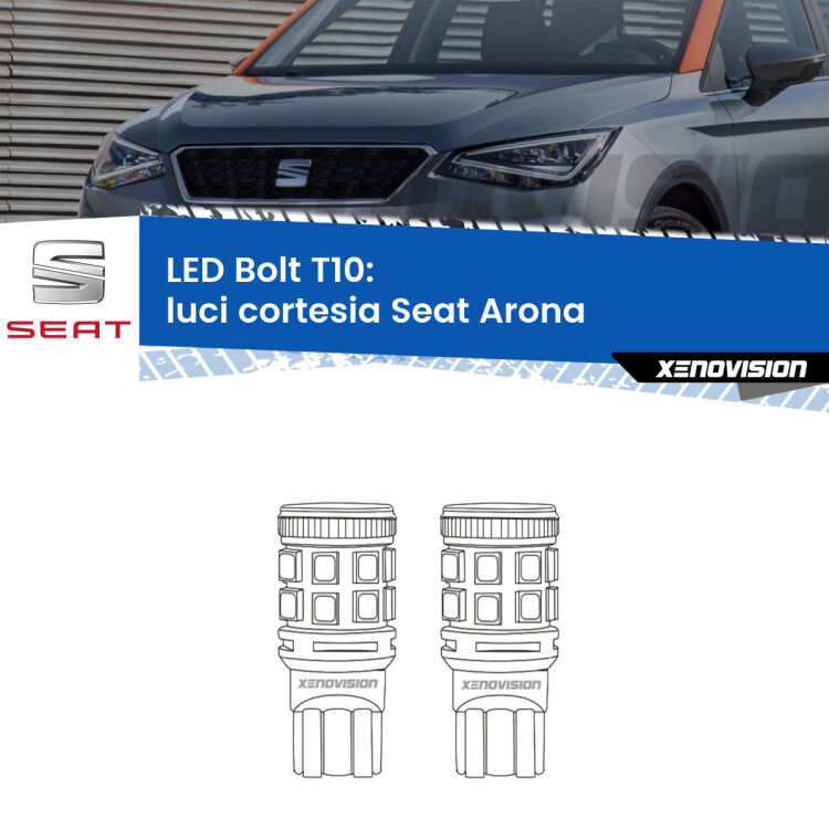 <strong>Luci Cortesia LED per Seat Arona</strong>  2017 in poi. Coppia lampade <strong>T10</strong> modello Bolt canbus.