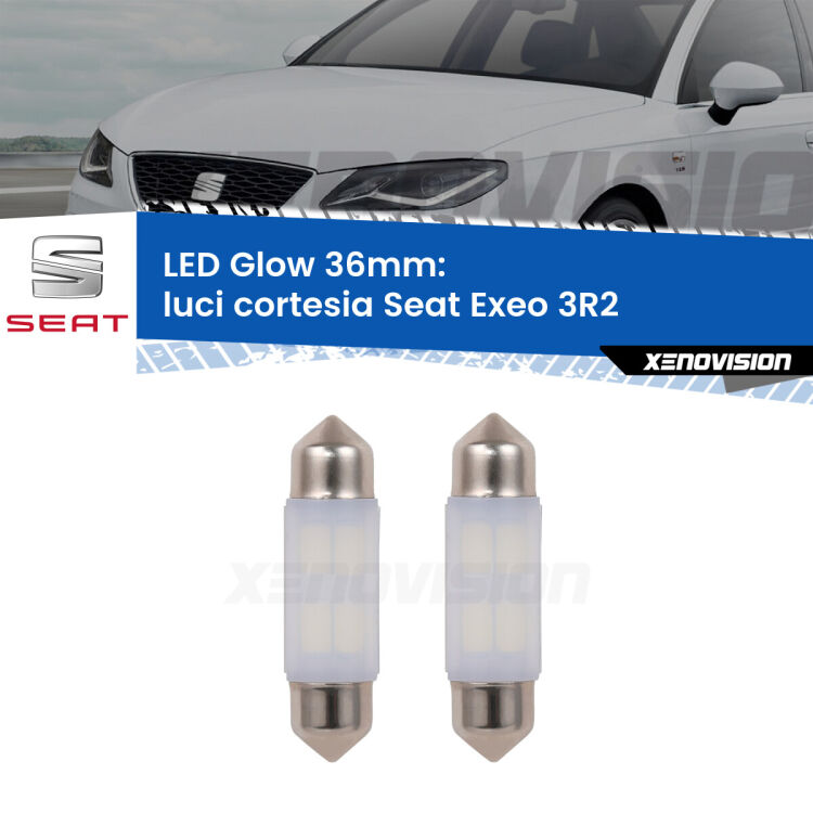 <strong>Luci Cortesia LED luce calda per Seat Exeo</strong> 3R2 posteriori. Coppia lampade <strong>C5W</strong> 36mm modello Glow di Xenovision.