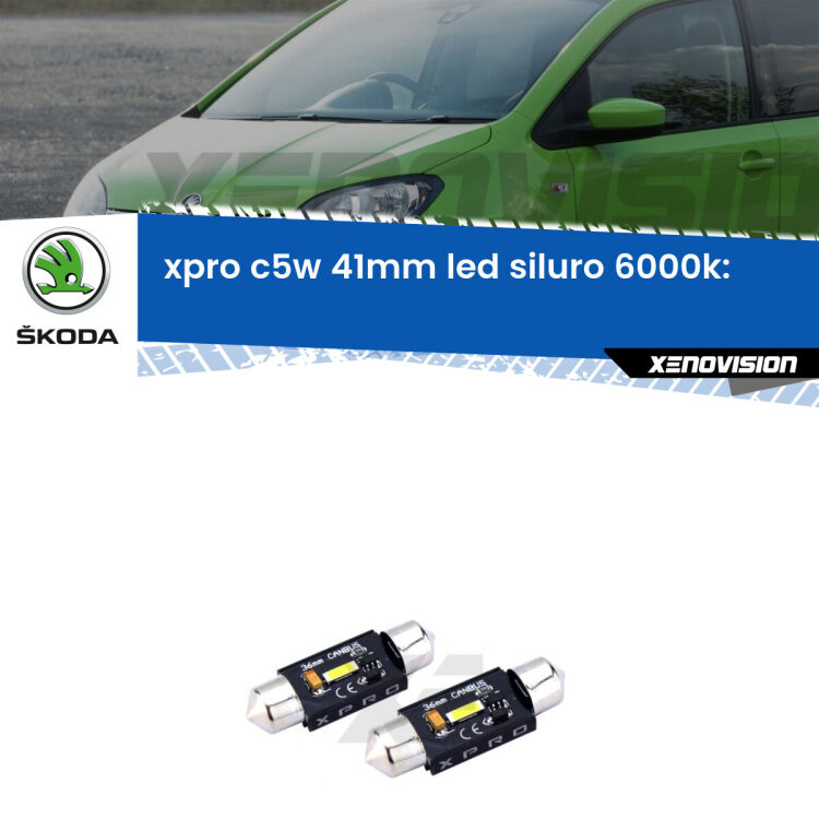 <strong>Luci Cortesia LED per Skoda Citigo</strong>  senza tettuccio. Coppia lampade <strong>C5W</strong> 41mm modello BlackForce canbus.