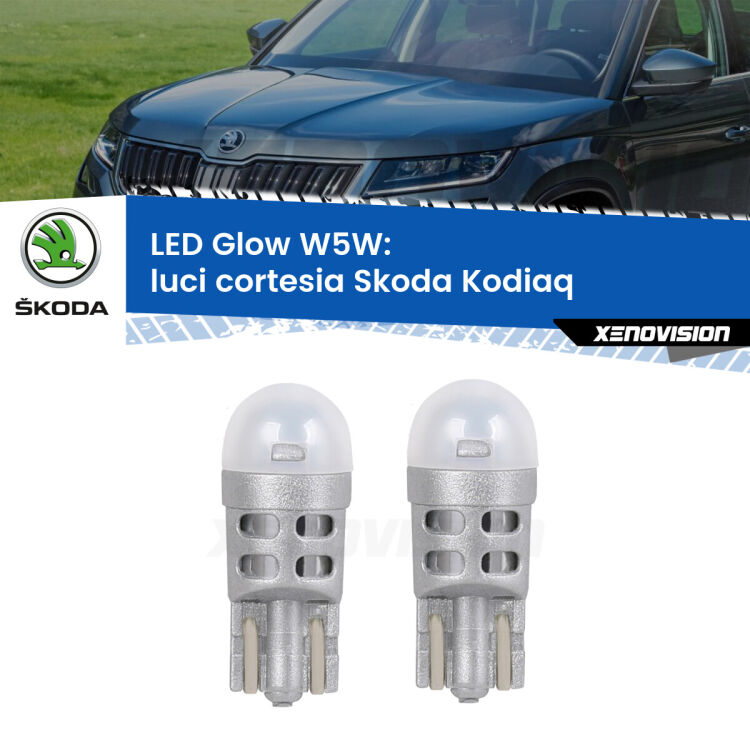 <strong>Luci Cortesia LED luce calda per Skoda Kodiaq</strong>  2016 in poi. Coppia lampade <strong>W5W</strong> modello Glow di Xenovision.