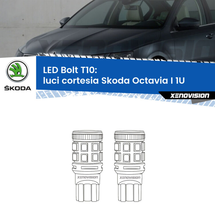 <strong>Luci Cortesia LED per Skoda Octavia I</strong> 1U posteriori. Coppia lampade <strong>T10</strong> modello Bolt canbus.