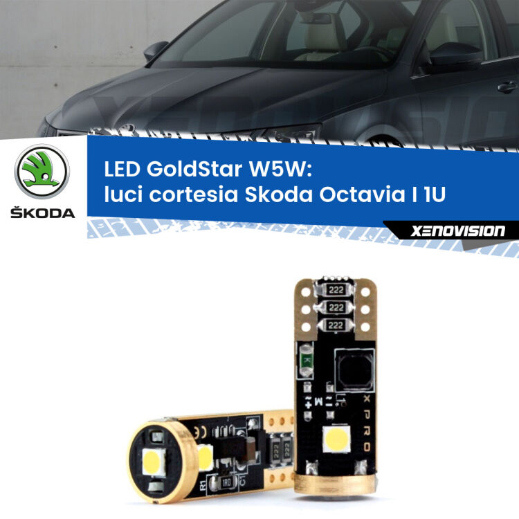 <strong>Luci Cortesia LED Skoda Octavia I</strong> 1U posteriori: ottima luminosità a 360 gradi. Si inseriscono ovunque. Canbus, Top Quality.