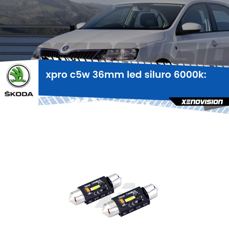 <strong>Luci Cortesia LED per Skoda Rapid</strong> NH3 posteriori. Coppia lampade <strong>C5W</strong> 36mm modello BlackForce canbus.