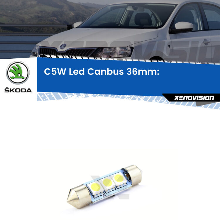 <strong>Luci Cortesia LED per Skoda Rapid</strong> NH3 posteriori. Coppia lampade <strong>C5W</strong> 36mm estremamente longeve.