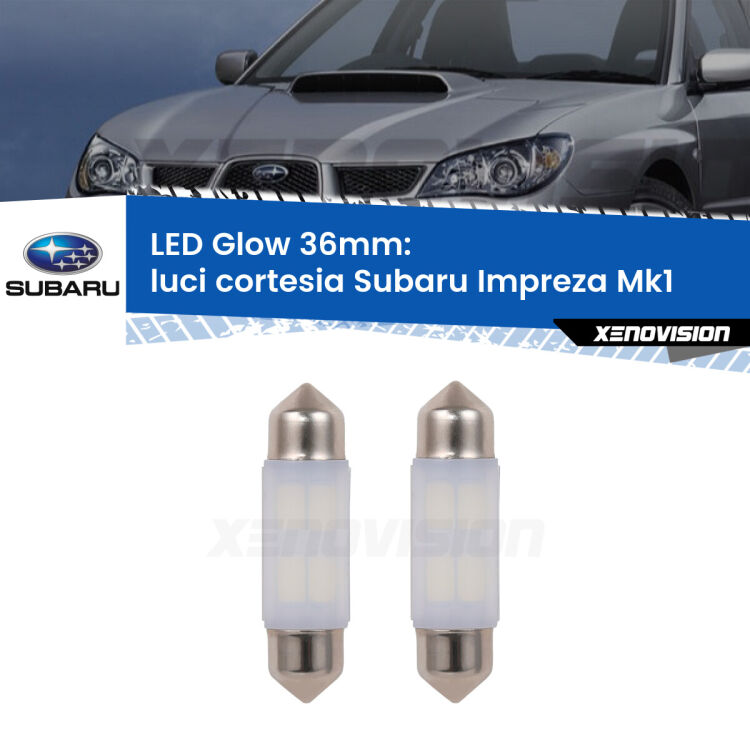 <strong>Luci Cortesia LED luce calda per Subaru Impreza</strong> Mk1 1992 - 2000. Coppia lampade <strong>C5W</strong> 36mm modello Glow di Xenovision.