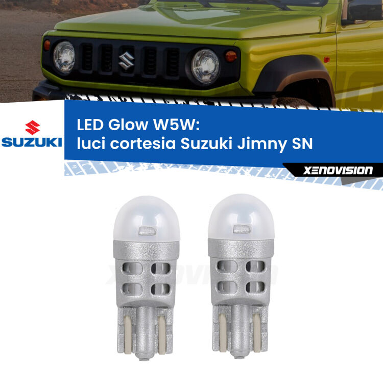 <strong>Luci Cortesia LED luce calda per Suzuki Jimny</strong> SN 1998 in poi. Coppia lampade <strong>W5W</strong> modello Glow di Xenovision.