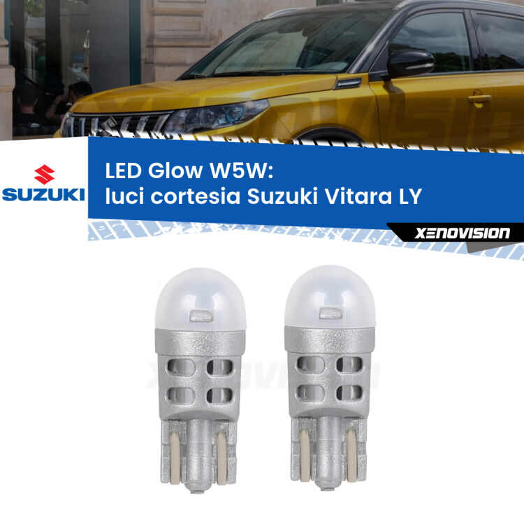 <strong>Luci Cortesia LED luce calda per Suzuki Vitara</strong> LY anteriori. Coppia lampade <strong>W5W</strong> modello Glow di Xenovision.