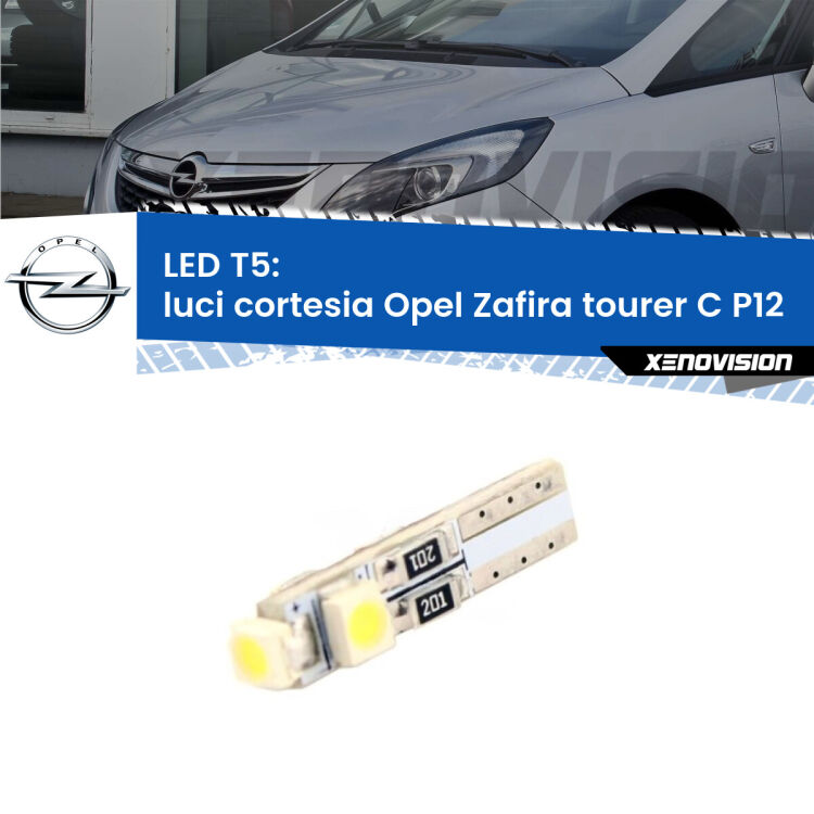 <strong>Luci Cortesia LED no-spie per Opel Zafira tourer C</strong> P12 in poi. Lampadina <strong>T5</strong> da Xenovision