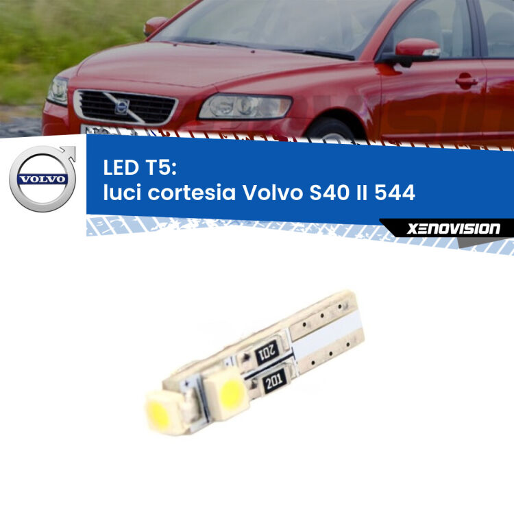 <strong>Luci Cortesia LED no-spie per Volvo S40 II</strong> 544 2004 - 2012. Lampadina <strong>T5</strong> da Xenovision