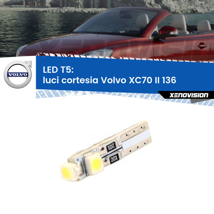 <strong>Luci Cortesia LED no-spie per Volvo XC70 II</strong> 136 2007 - 2015. Lampadina <strong>T5</strong> da Xenovision