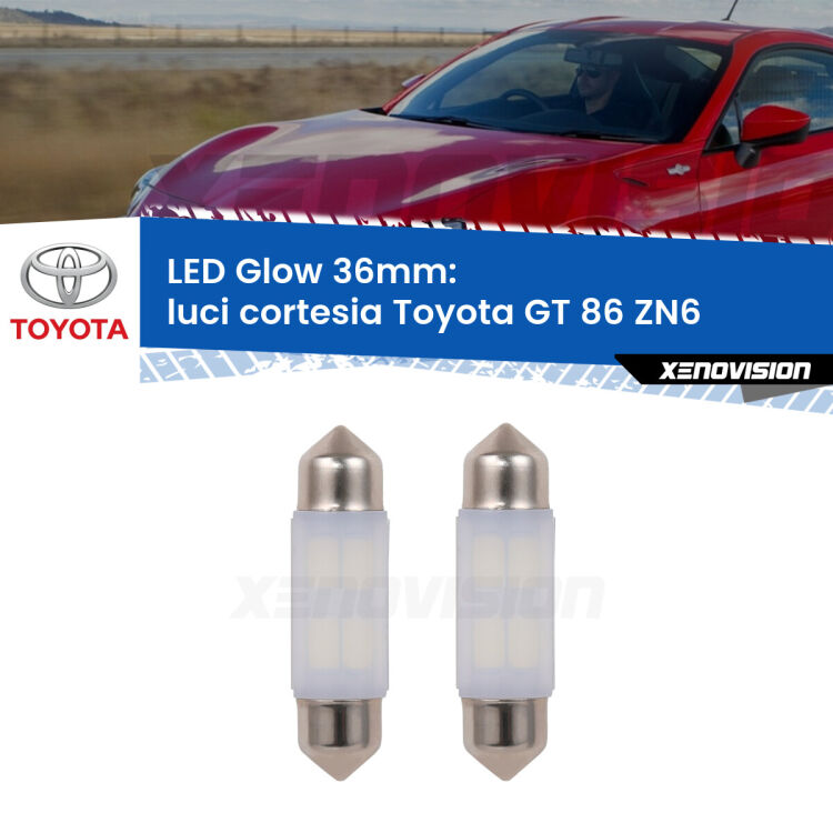 <strong>Luci Cortesia LED luce calda per Toyota GT 86</strong> ZN6 2012 - 2020. Coppia lampade <strong>C5W</strong> 36mm modello Glow di Xenovision.