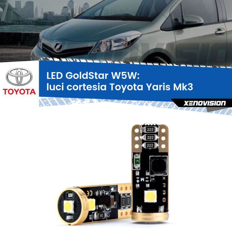 <strong>Luci Cortesia LED Toyota Yaris</strong> Mk3 2010 - 2019: ottima luminosità a 360 gradi. Si inseriscono ovunque. Canbus, Top Quality.