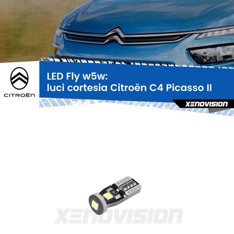 <strong>luci cortesia LED per Citroën C4 Picasso</strong> II Versione 1. Coppia lampadine <strong>w5w</strong> Canbus compatte modello Fly Xenovision.