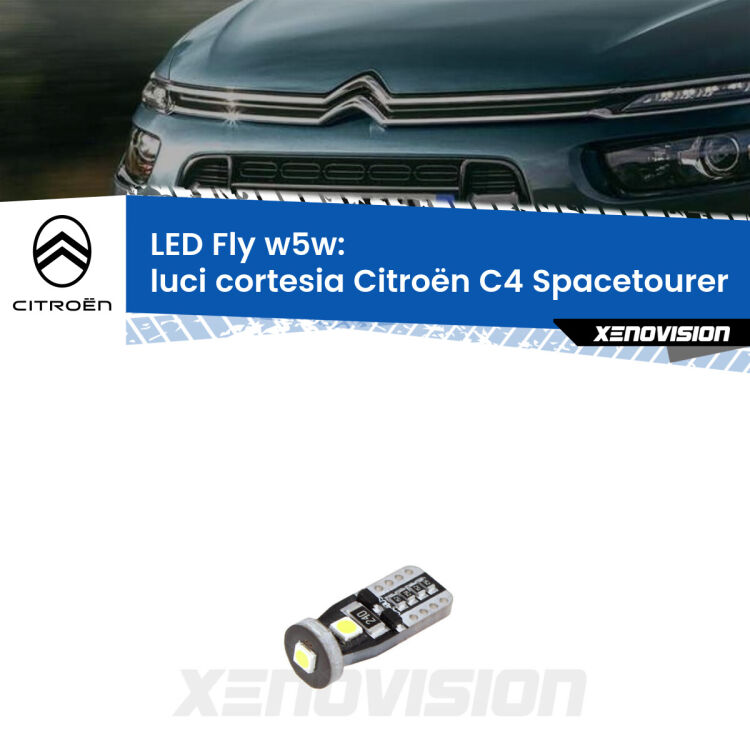 <strong>luci cortesia LED per Citroën C4 Spacetourer</strong>  Versione 1. Coppia lampadine <strong>w5w</strong> Canbus compatte modello Fly Xenovision.