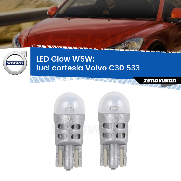 <strong>Luci Cortesia LED luce calda per Volvo C30</strong> 533 2006 - 2013. Coppia lampade <strong>W5W</strong> modello Glow di Xenovision.