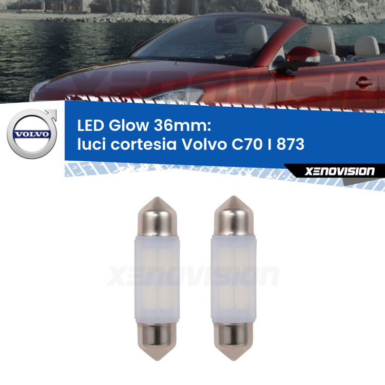 <strong>Luci Cortesia LED luce calda per Volvo C70 I</strong> 873 1998 - 2005. Coppia lampade <strong>C5W</strong> 36mm modello Glow di Xenovision.