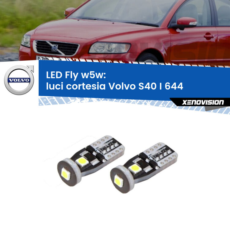 <strong>luci cortesia LED per Volvo S40 I</strong> 644 1995 - 2003. Coppia lampadine <strong>w5w</strong> Canbus compatte modello Fly Xenovision.