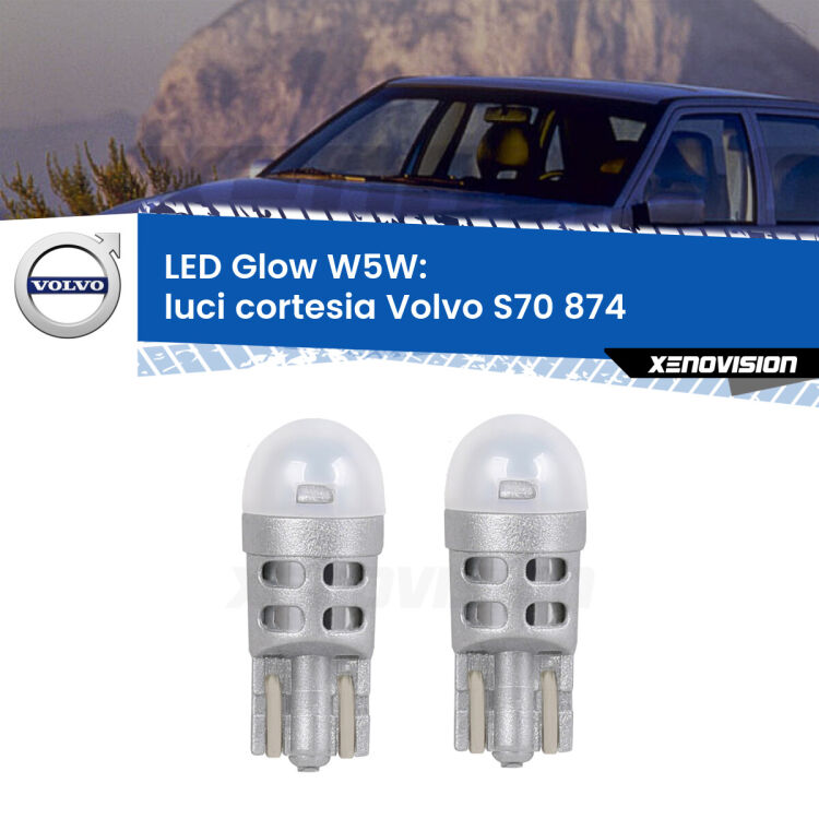 <strong>Luci Cortesia LED luce calda per Volvo S70</strong> 874 1997 - 2000. Coppia lampade <strong>W5W</strong> modello Glow di Xenovision.