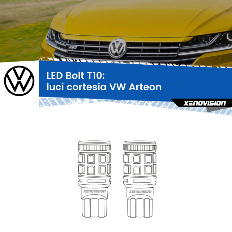 <strong>Luci Cortesia LED per VW Arteon</strong>  2017 in poi. Coppia lampade <strong>T10</strong> modello Bolt canbus.