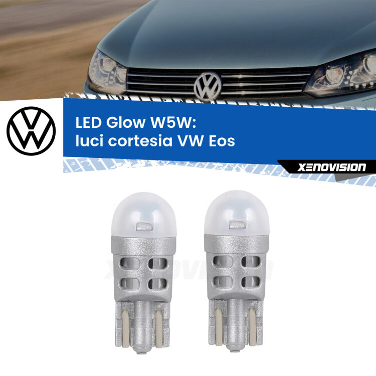 <strong>Luci Cortesia LED luce calda per VW Eos</strong>  2006 - 2015. Coppia lampade <strong>W5W</strong> modello Glow di Xenovision.