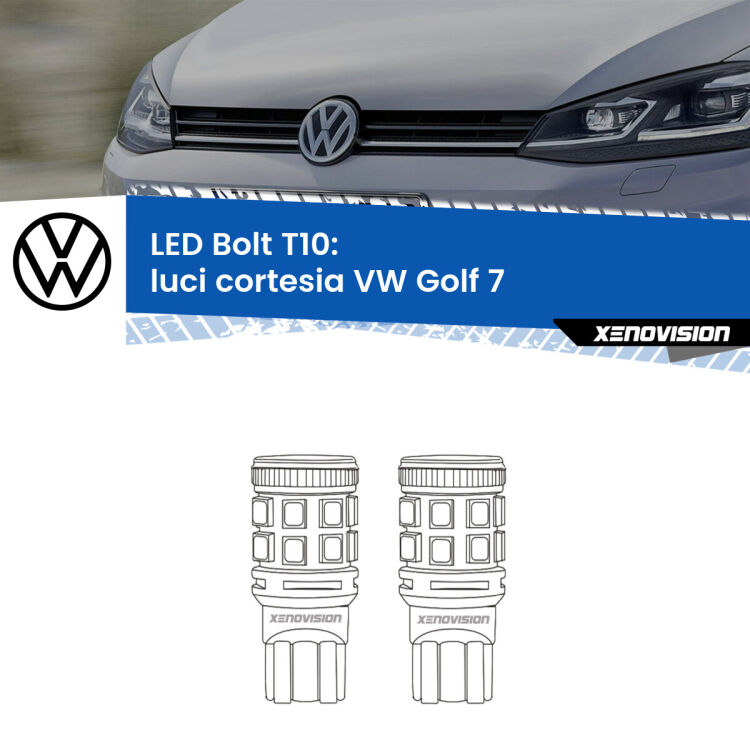 <strong>Luci Cortesia LED per VW Golf 7</strong>  2012 - 2019. Coppia lampade <strong>T10</strong> modello Bolt canbus.