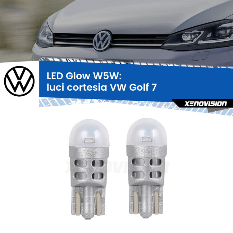 <strong>Luci Cortesia LED luce calda per VW Golf 7</strong>  2012 - 2019. Coppia lampade <strong>W5W</strong> modello Glow di Xenovision.