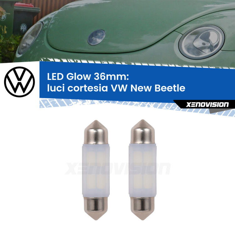 <strong>Luci Cortesia LED luce calda per VW New Beetle</strong>  1998 - 2010. Coppia lampade <strong>C5W</strong> 36mm modello Glow di Xenovision.