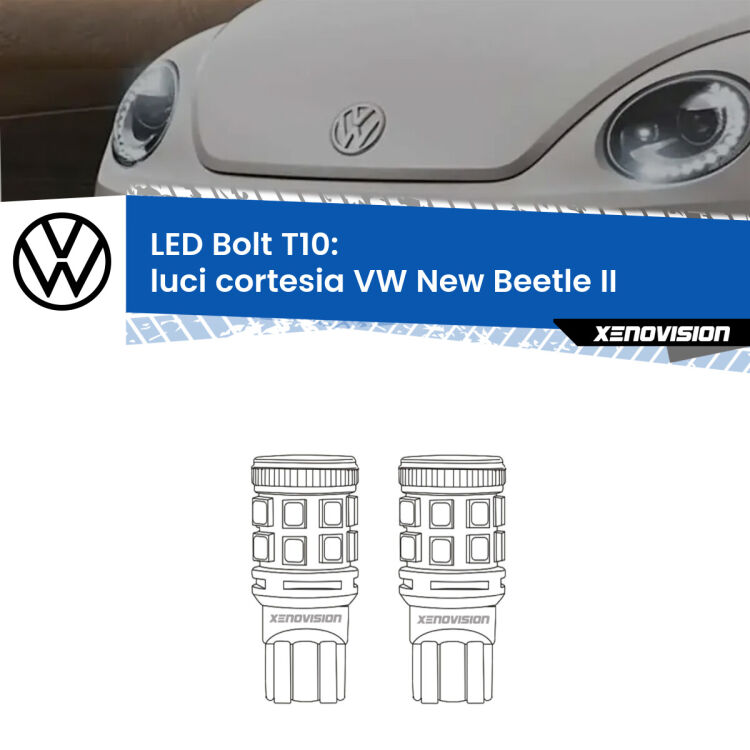 <strong>Luci Cortesia LED per VW New Beetle</strong> II 2011 - 2019. Coppia lampade <strong>T10</strong> modello Bolt canbus.