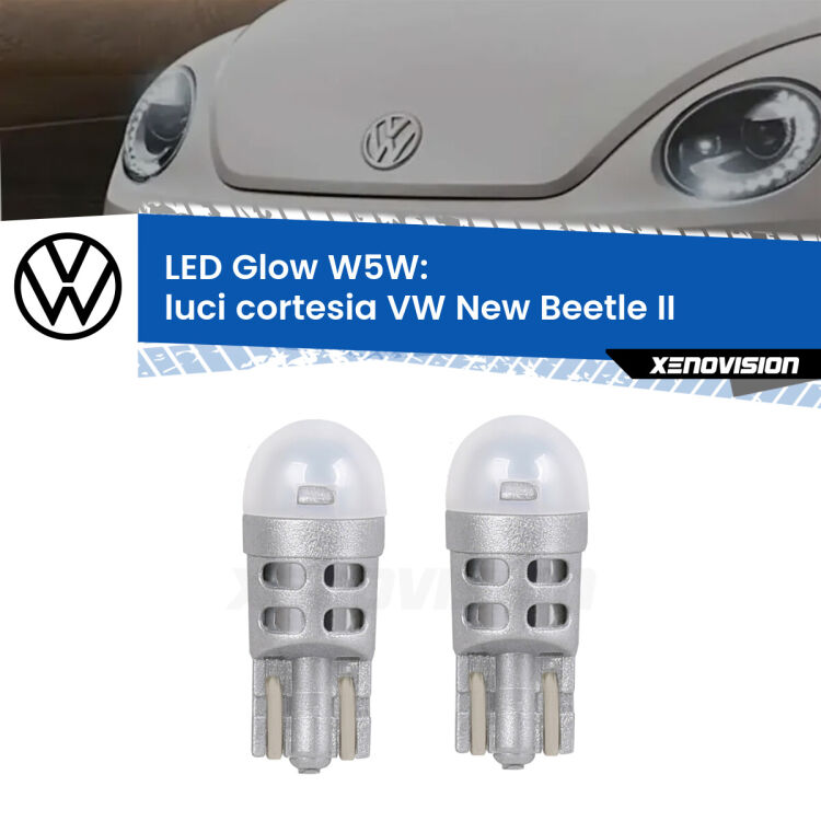 <strong>Luci Cortesia LED luce calda per VW New Beetle</strong> II 2011 - 2019. Coppia lampade <strong>W5W</strong> modello Glow di Xenovision.