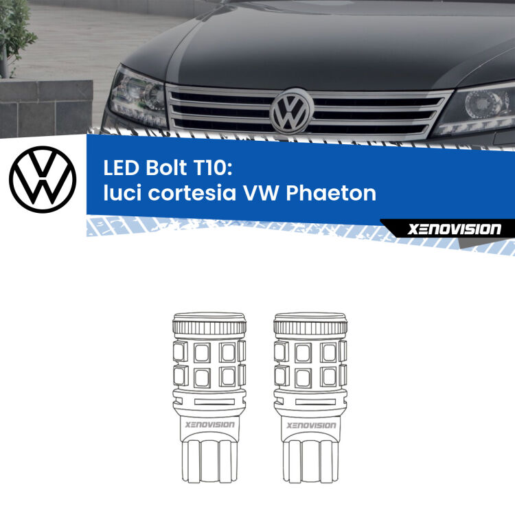 <strong>Luci Cortesia LED per VW Phaeton</strong>  2002 - 2016. Coppia lampade <strong>T10</strong> modello Bolt canbus.