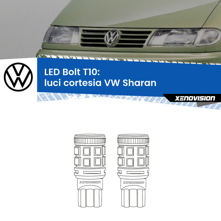 <strong>Luci Cortesia LED per VW Sharan</strong>  posteriori. Coppia lampade <strong>T10</strong> modello Bolt canbus.