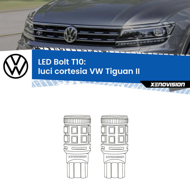 <strong>Luci Cortesia LED per VW Tiguan</strong> II 2016 in poi. Coppia lampade <strong>T10</strong> modello Bolt canbus.