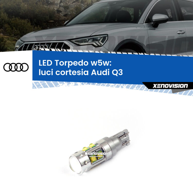 <strong>Luci Cortesia LED 6000k per Audi Q3</strong>  2011 - 2018. Lampadine <strong>W5W</strong> canbus modello Torpedo.