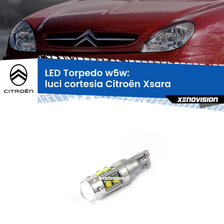 <strong>Luci Cortesia LED 6000k per Citroën Xsara</strong>  1997 - 2005. Lampadine <strong>W5W</strong> canbus modello Torpedo.